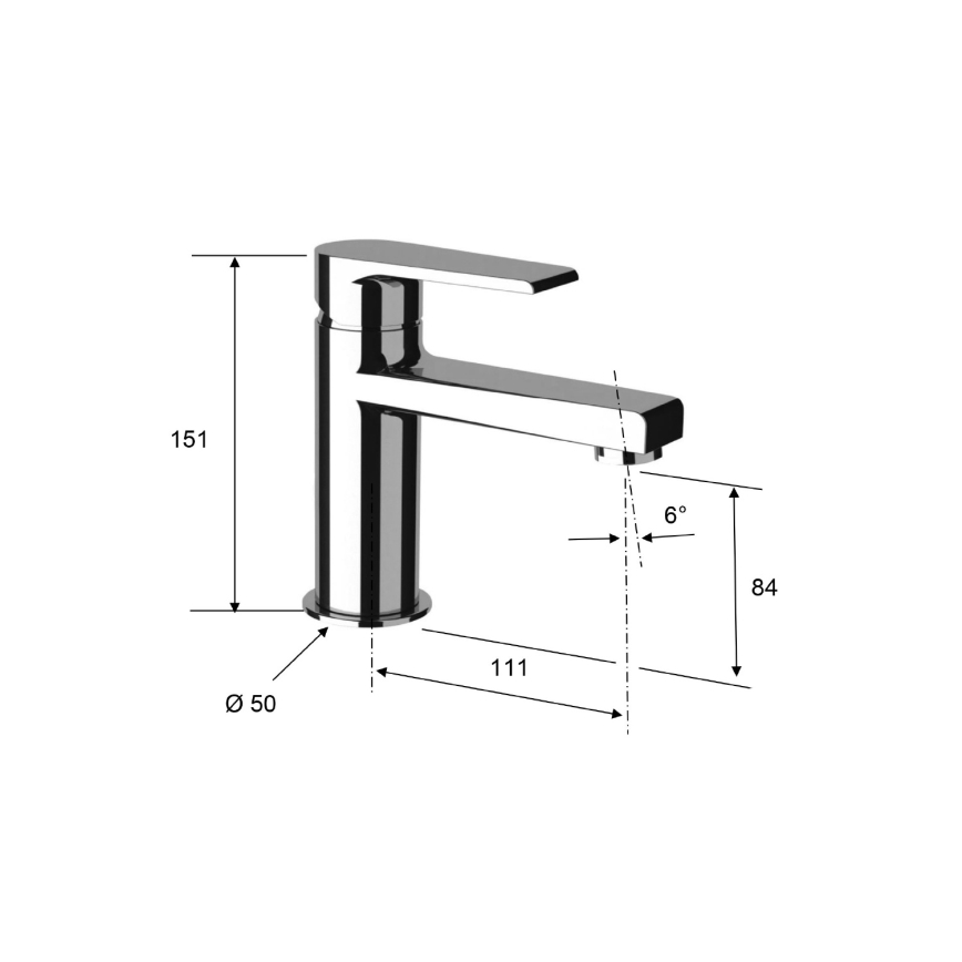 Sapho - Смесител за умивалник KAI 15 см, лъскав хром