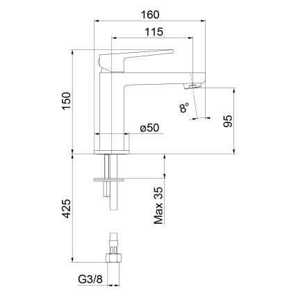 Sapho - Смесител за умивалник TURSI 15 см блестящ хром
