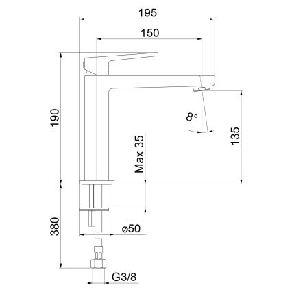 Sapho - Смесител за умивалник TURSI 19 см лъскав хром