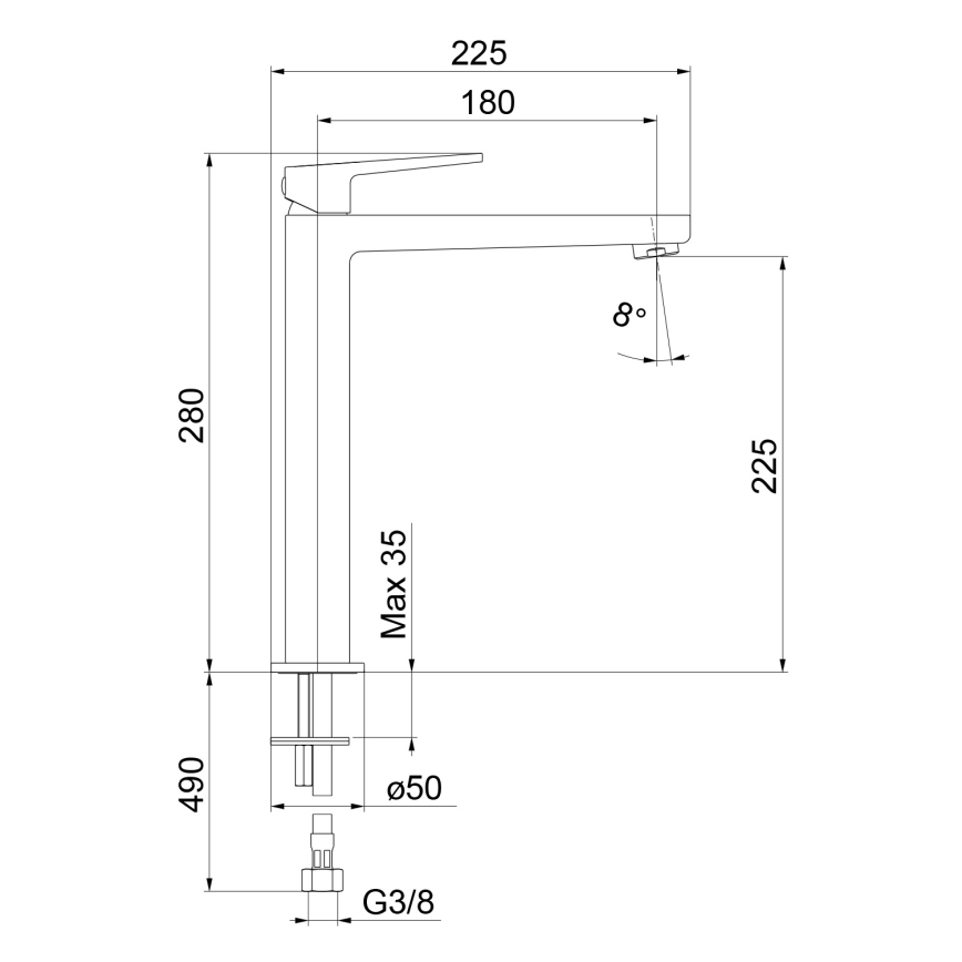 Sapho - Смесител за умивалник TURSI 28 cm матов черен