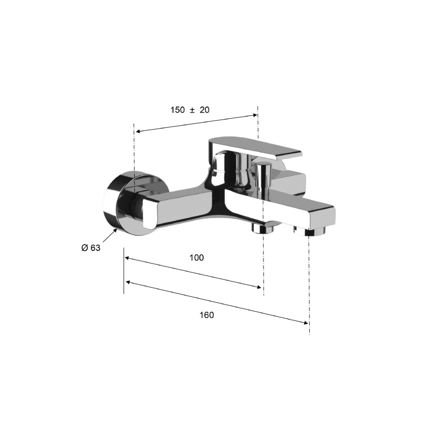 Sapho - Смесител за вана KAI лъскав хром