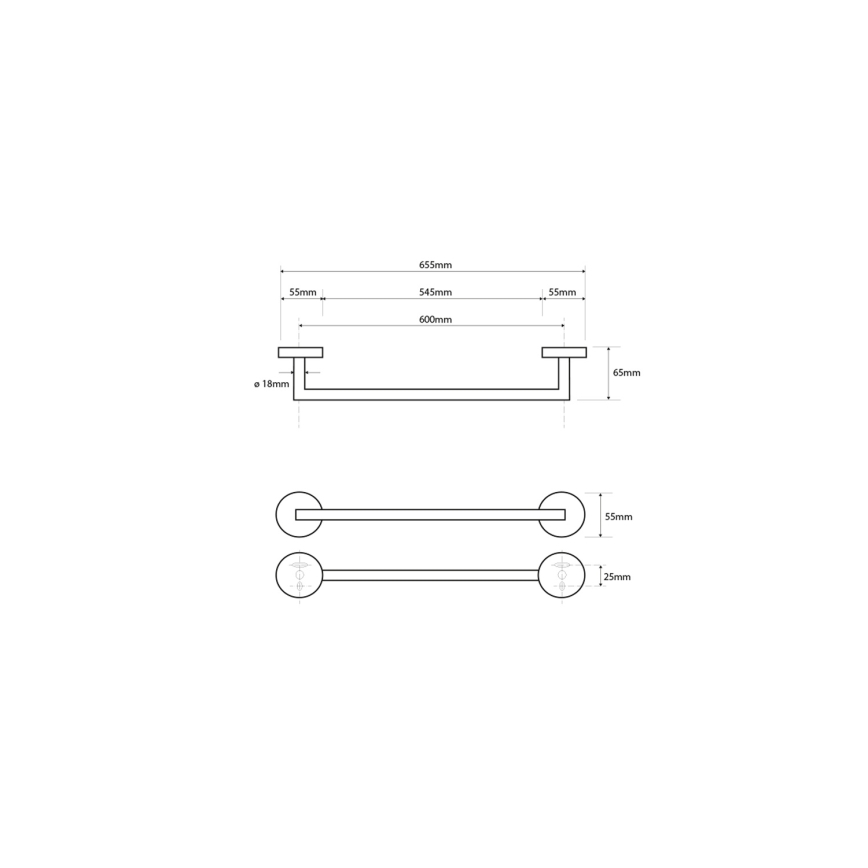 Sapho - Стенен държач за кърпи X-ROUND 6,5x65,5 cm лъскав хром