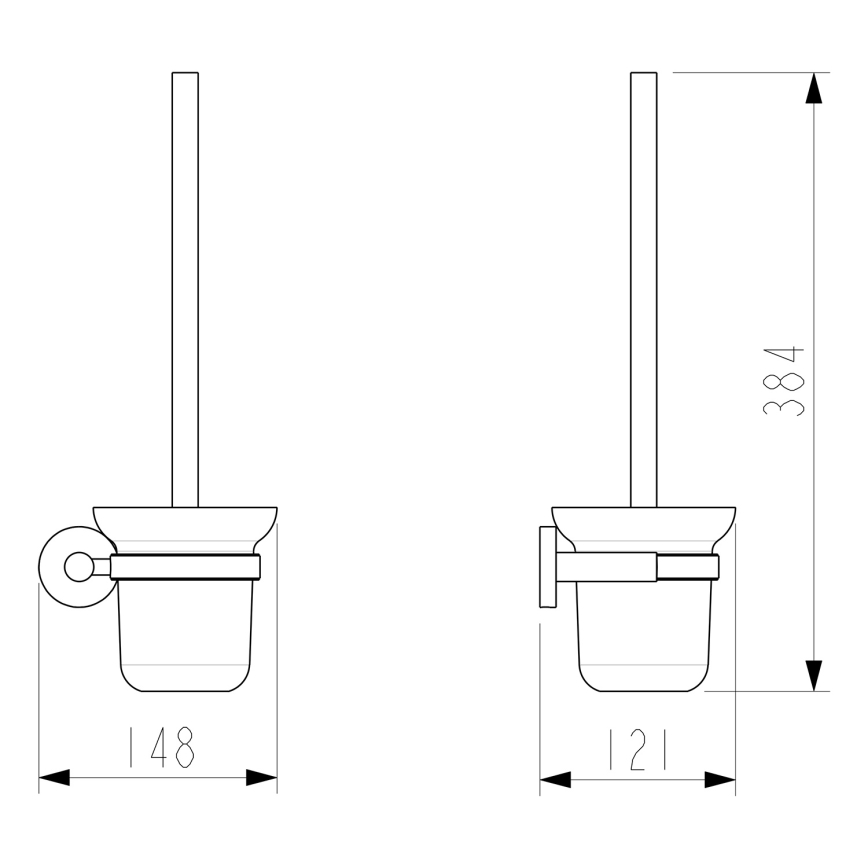Sapho - Стенна четка за WC X-ROUND, матово стъкло/лъскав хром