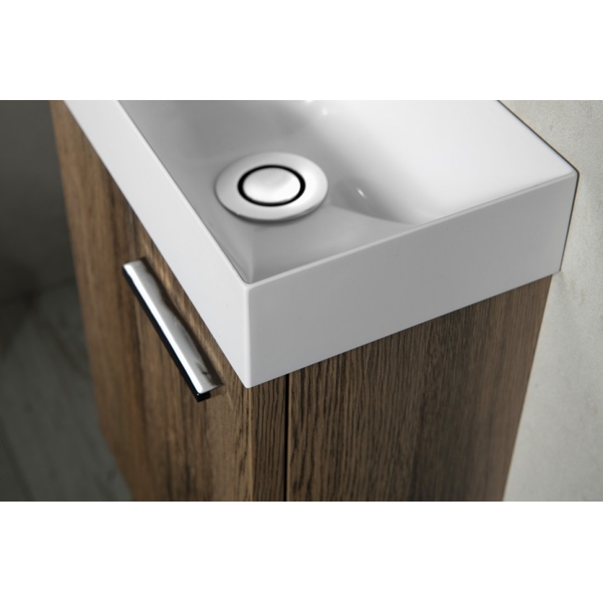 Sapho - Стенна мивка PICCOLINO 31x17 cm лява/леян мрамор/бяла