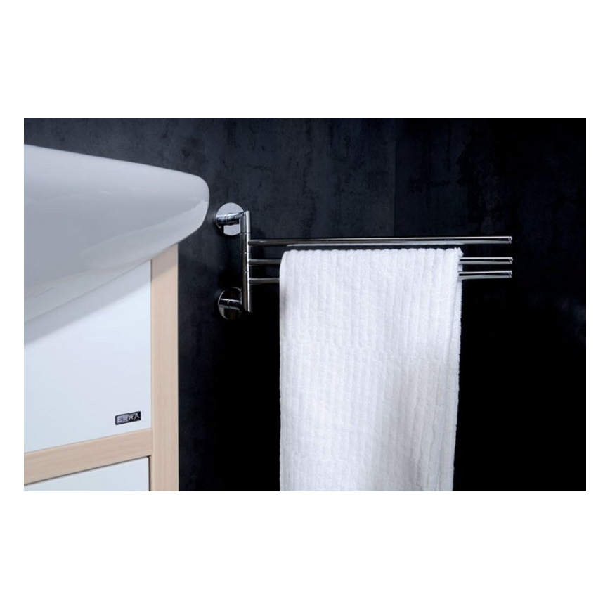 Sapho - Стенна въртяща се закачалка за кърпи X-ROUND 19,5x45 cm лъскав хром