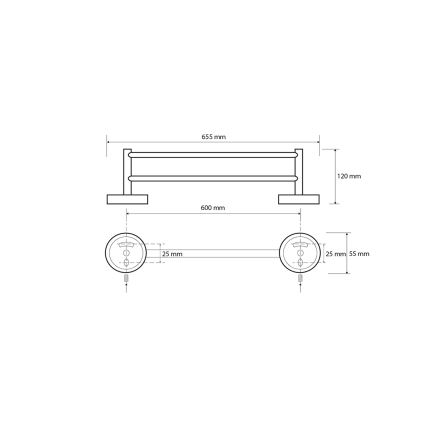 Sapho - Стенна закачалка за кърпи X-ROUND 12x65,5 см черна