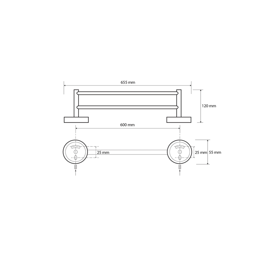Sapho - Стенна закачалка за кърпи X-ROUND 12x65,5 см черна