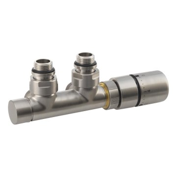 Sapho - Термостатичен комплект за централно присъединяване TWIN матова неръждаема стомана