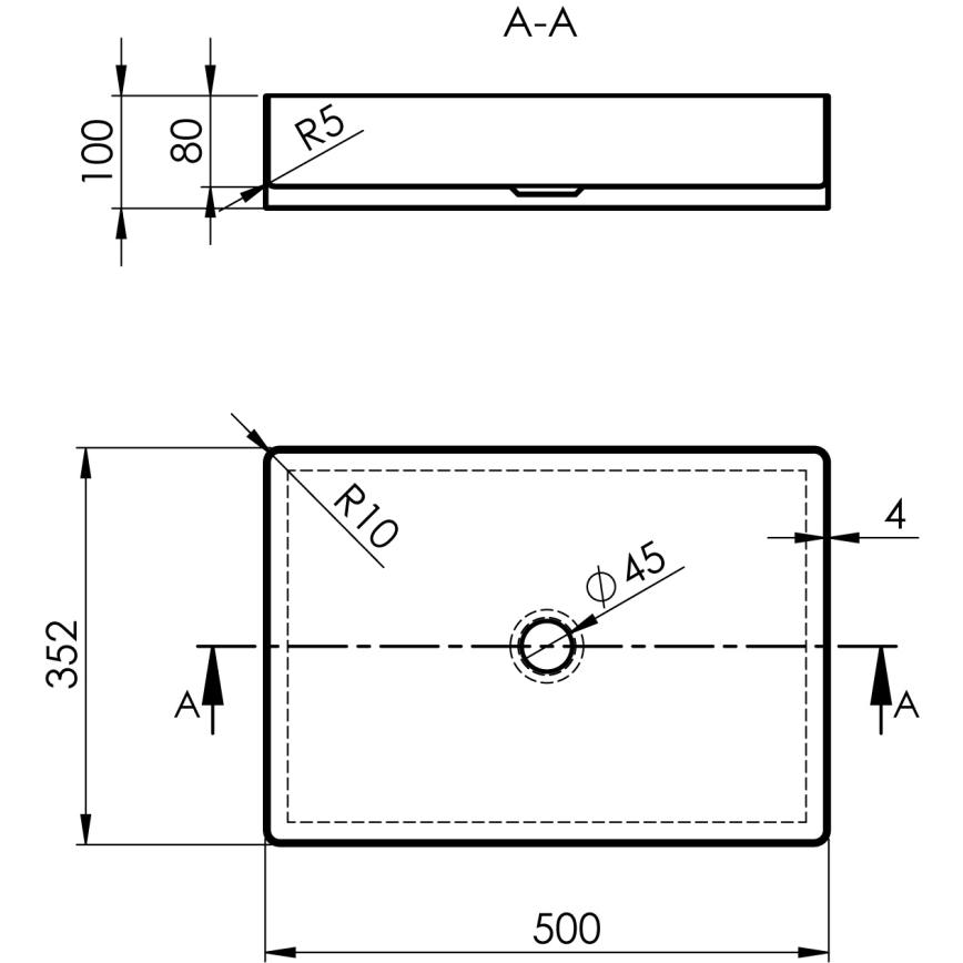 Sapho - Умивалник за плот AURUM 50x35 cm матово злато