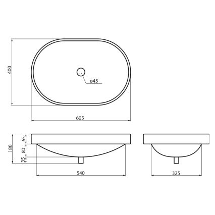 Sapho - Вграден умивалник LIMA 60x40 cm керамичен/бял