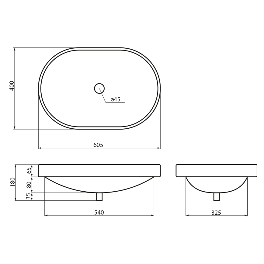 Sapho - Вграден умивалник LIMA 60x40 cm керамичен/бял