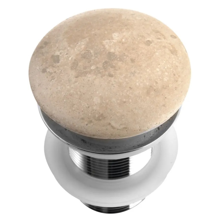 Sapho - Клапан за умивалник Click-Clack BLOK Ø 6,7 см, травертин/лъскав хром