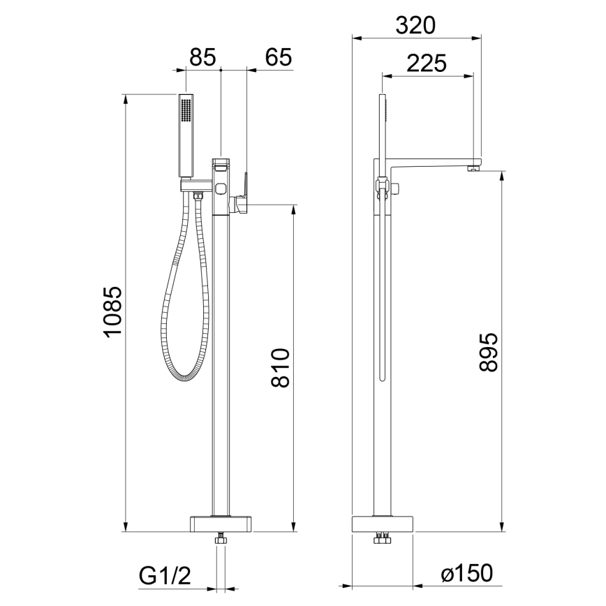 Sapho - Комплект за свободно стояща вана с смесител TURSI в матово черно