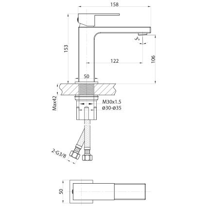 Sapho - Кран за мивка CUBEMIX 15,3 см матов черен