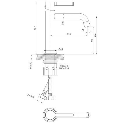 Sapho - Кран за мивка ICONIC 18,7 см матов черен