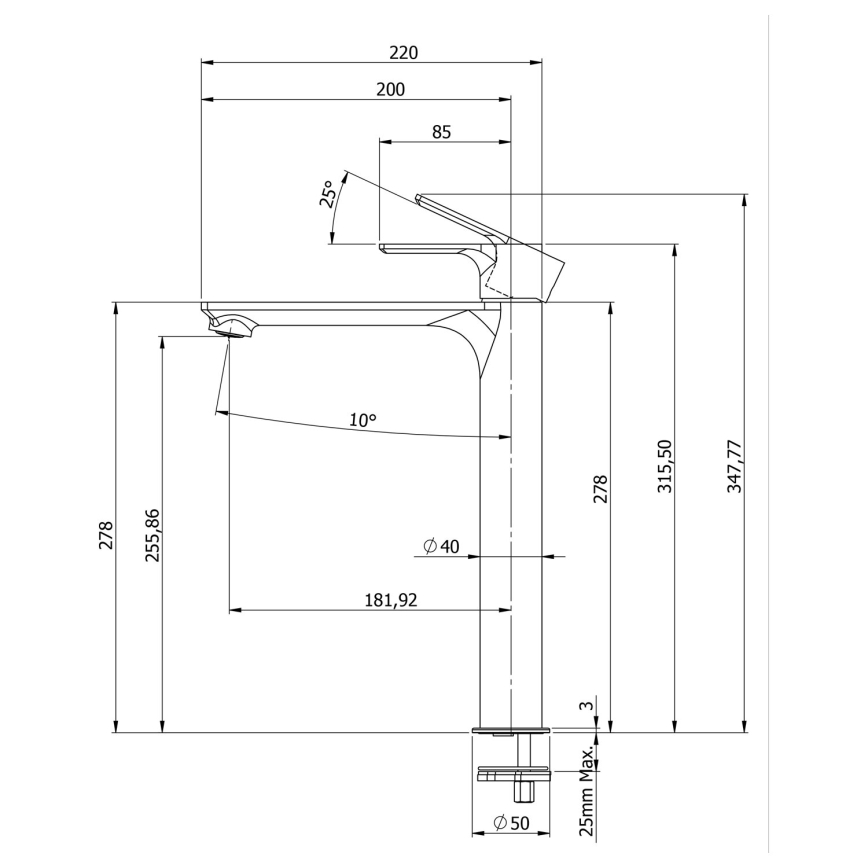 Sapho - Кран за мивка PAX 31,5 см матов черен