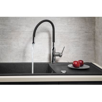 Sapho - Кран за мивка с гъвкаво рамо SILI черен/месинг