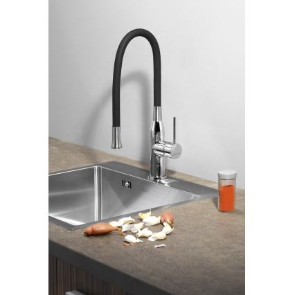 Sapho - Кран за мивка с гъвкаво рамо SILI черен/месинг