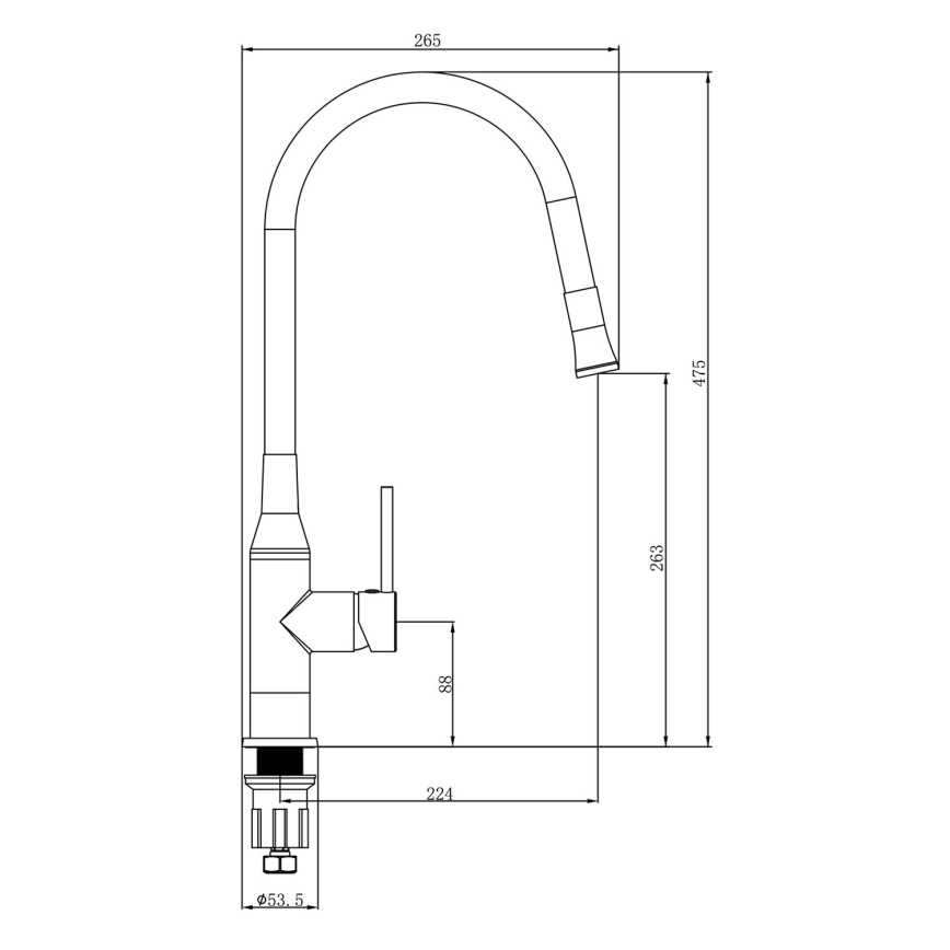 Sapho - Кран за мивка с гъвкаво рамо SILI черен/месинг