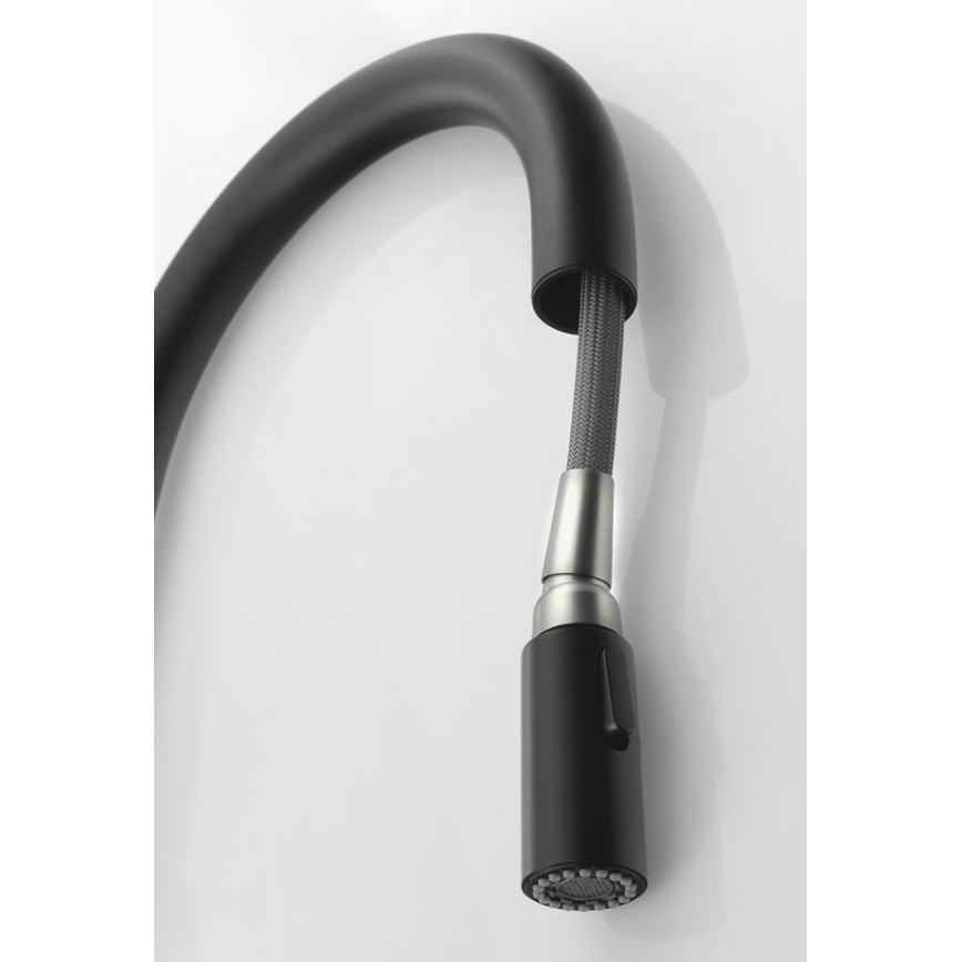 Sapho - Кран за мивка с издърпваща се пръскачка FLAWO матов черен