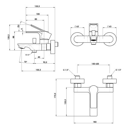 Sapho - Кранче за баня PAX лъскав хром