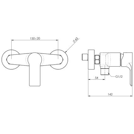 Sapho - Кранче за душ PAX матов черен