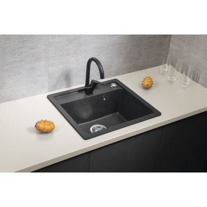 Sapho - Кухненска мивка 53x50 см, гранит, черна