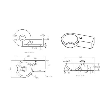 Sapho - Ъглова стенна мивка BLOK 40x23 см дясна/антрацит