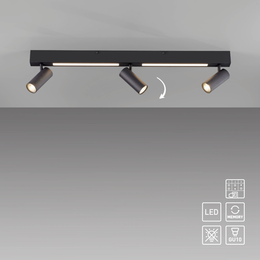 Schöner Wohnen 11794-18 - LED точково осветително тяло DANTE 3xGU10/10W/230V + LED/14,4W черно