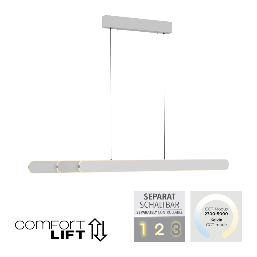 Schöner Wohnen 12577-16 - LED димируем полилей на кабел ADRIANA ROUND 2xLED/24W/230V 2700/3000/3500/4000/5000K 160 cm бял