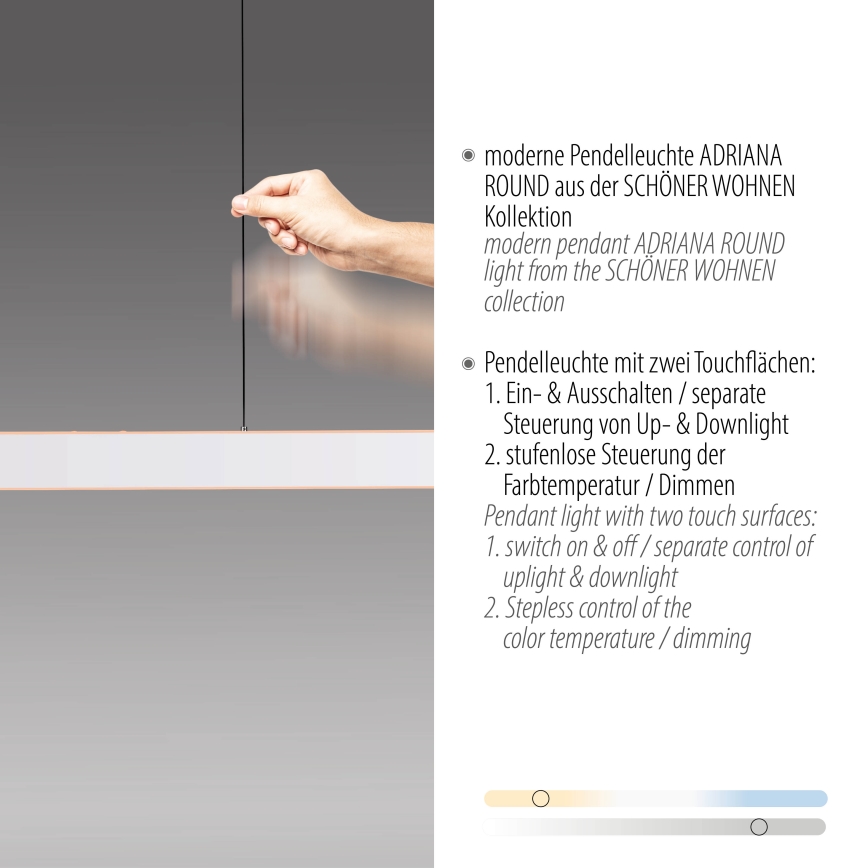 Schöner Wohnen 12577-16 - LED димируема висяща лампа на кабел ADRIANA ROUND 2xLED/24W/230V 2700/3000/3500/4000/5000K бяла