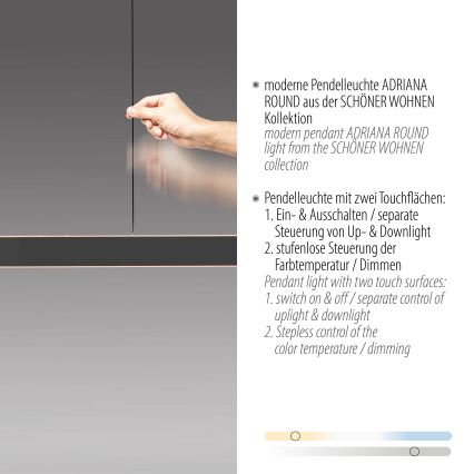 Schöner Wohnen 12577-18 - димируем LED висящ полилей на кабел ADRIANA ROUND 2xLED/24W/230V 2700/3000/3500/4000/5000K 160 cm черен