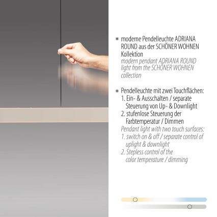 Schöner Wohnen 12577-39 - Димируема LED висяща лампа на кабел ADRIANA ROUND 2xLED/24W/230V 2700/3000/3500/4000/5000K сива