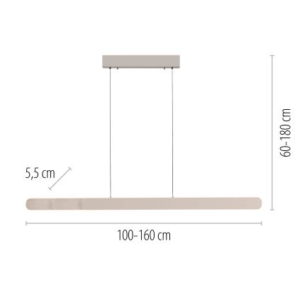 Schöner Wohnen 12577-39 - Димируема LED висяща лампа на кабел ADRIANA ROUND 2xLED/24W/230V 2700/3000/3500/4000/5000K сива
