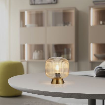 Schöner Wohnen 13573-27 - Настолна лампа NAMI 1xE27/25W/230V златна/бежова/опушена
