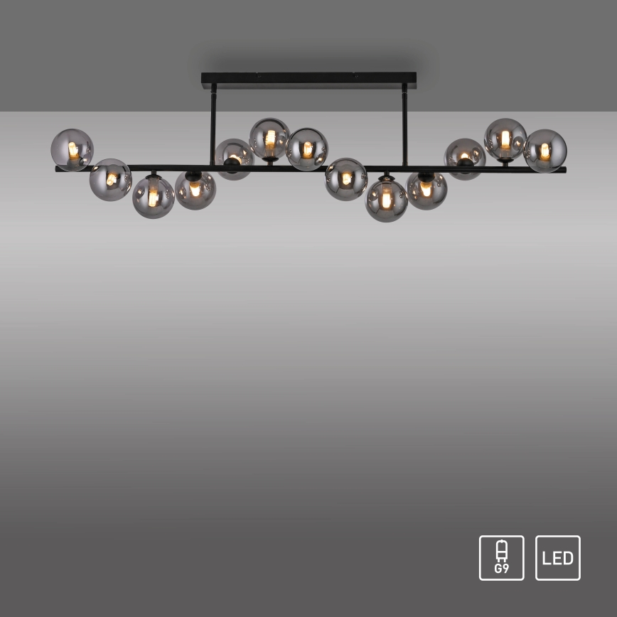 Schöner Wohnen 14505-18 - LED полилей, монтиран на тръба DUBAI 13xG9/3W/230V черен/опушен