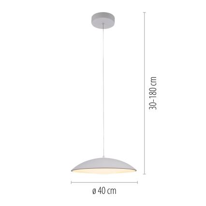 Schöner Wohnen 14606-16 - Димируем LED полилей с окачване на кабел LENTE LED/17W/230V Ø 40 см, бял