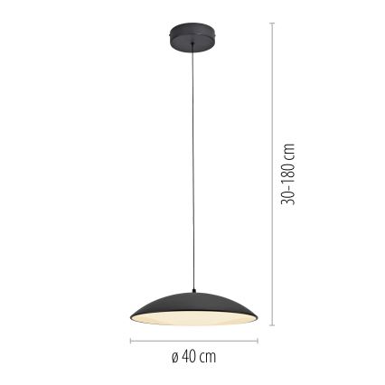 Schöner Wohnen 14606-18 - Димируема LED висяща лампа на кабел LENTE LED/17W/230V, Ø 40 см, черна