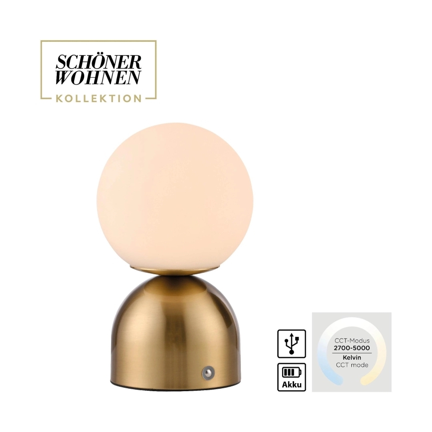 Schöner Wohnen 19218-12 - Сензорно димируема презареждаема настолна лампа RUDI LED/1,2W/5V 3000-6000K 1200 mAh златиста