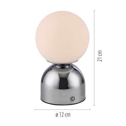 Schöner Wohnen 19218-17 - LED димируема сензорна презареждаема настолна лампа RUDI LED/1,2W/5V 3000-6000K 1200 mAh лъскав хром