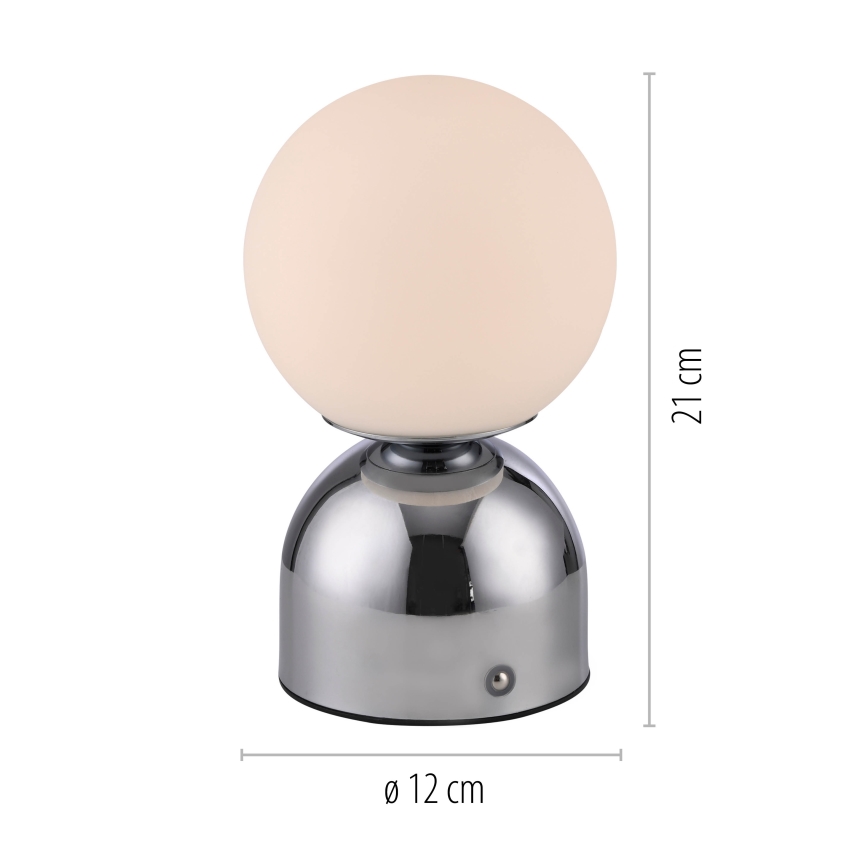 Schöner Wohnen 19218-17 - LED димируема сензорна презареждаема настолна лампа RUDI LED/1,2W/5V 3000-6000K 1200 mAh лъскав хром