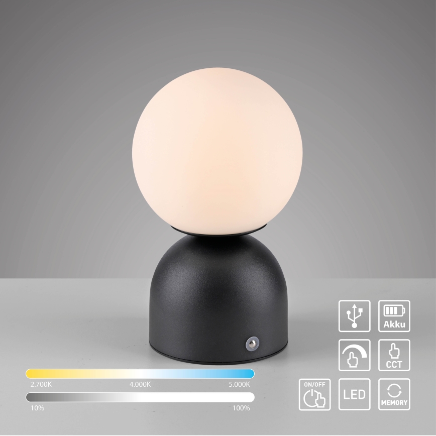 Schöner Wohnen 19218-18 - LED димируема сензорна презареждаема настолна лампа RUDI LED/1,2W/5V 3000-6000K 1200 mAh черна