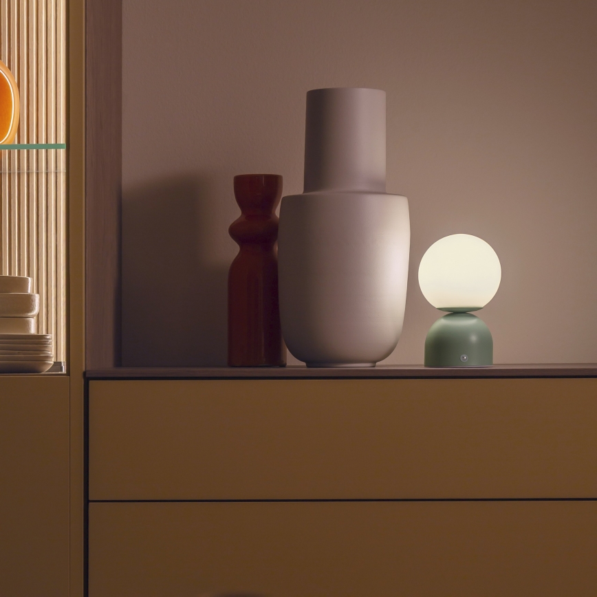 Schöner Wohnen 19218-43 - LED презареждаема настолна лампа RUDI със сензорно управление и регулируема яркост, 1,2 W / 5 V, 3000–6000 K, 1200 mAh, зелена