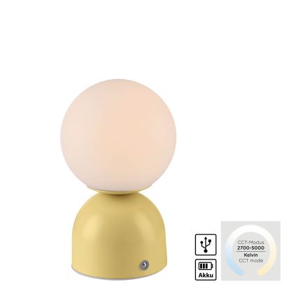 Schöner Wohnen 19218-81 - LED димируема сензорна акумулаторна настолна лампа RUDI LED/1,2W/5V 3000-6000K 1200 mAh жълта