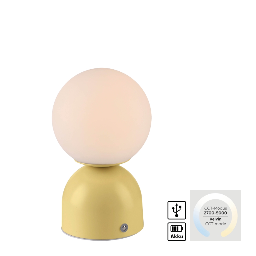 Schöner Wohnen 19218-81 - LED димируема сензорна акумулаторна настолна лампа RUDI LED/1,2W/5V 3000-6000K 1200 mAh жълта