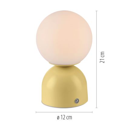 Schöner Wohnen 19218-81 - LED димируема сензорна акумулаторна настолна лампа RUDI LED/1,2W/5V 3000-6000K 1200 mAh жълта