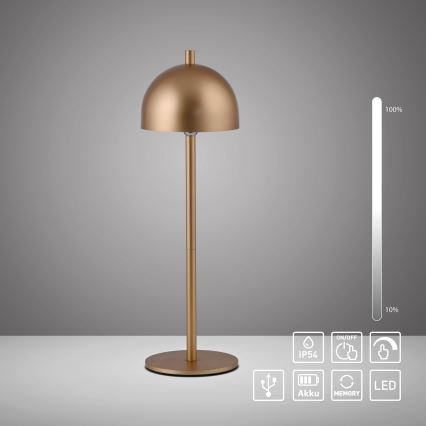 Schöner Wohnen 19244-12 - Димируема сензорна презареждаема външна настолна лампа BELLIS LED/2,5W/5V 2600 mAh IP54 златна