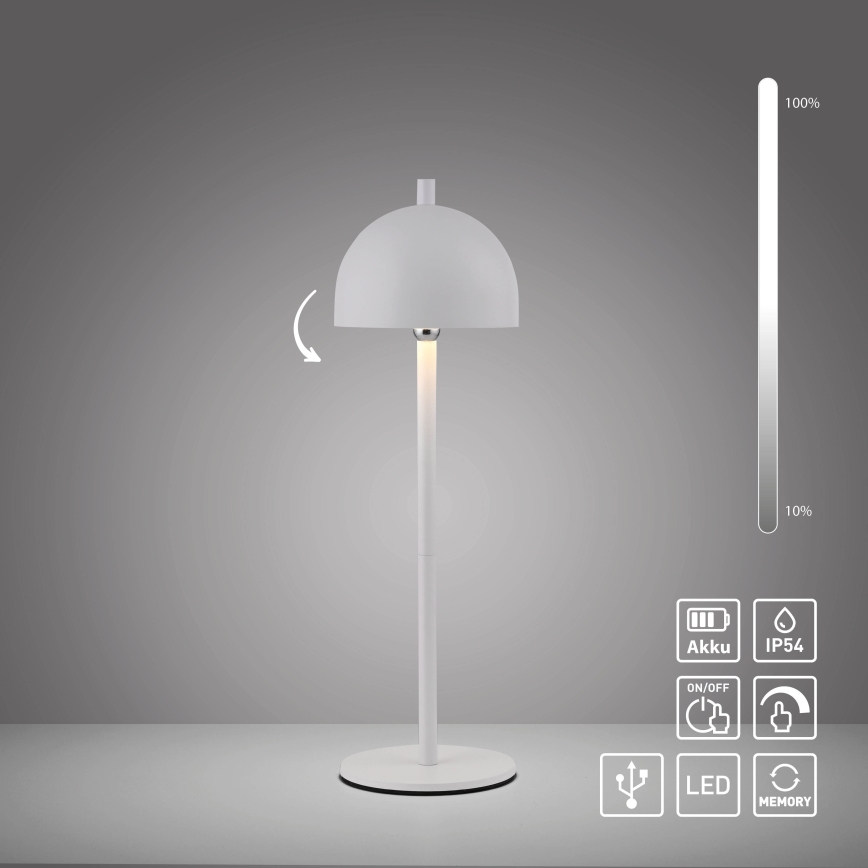 Schöner Wohnen 19244-16 - димируема LED сензорна презареждаема външна настолна лампа BELLIS LED/2,5W/5V 2600 mAh IP54 бяла