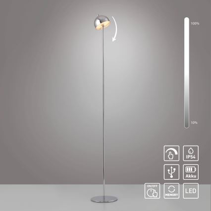 Schöner Wohnen 19245-17 - LED димируема сензорна зареждаема външна подова лампа BELLIS LED/2,5W/5V 2600 mAh IP54 лъскав хром