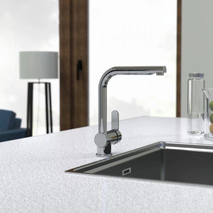 Schütte 79700 - Кухненски смесител LONDON с изтегляща се лейка, лъскав хром